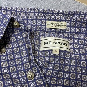 Vtg M.E. Sport Men's‎ L/S Button Down Geometric Print Purple L